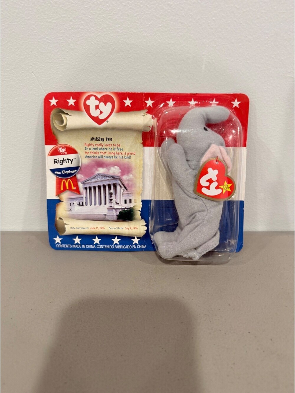 Ty Beanie Baby Righty the Elephant McDonald's